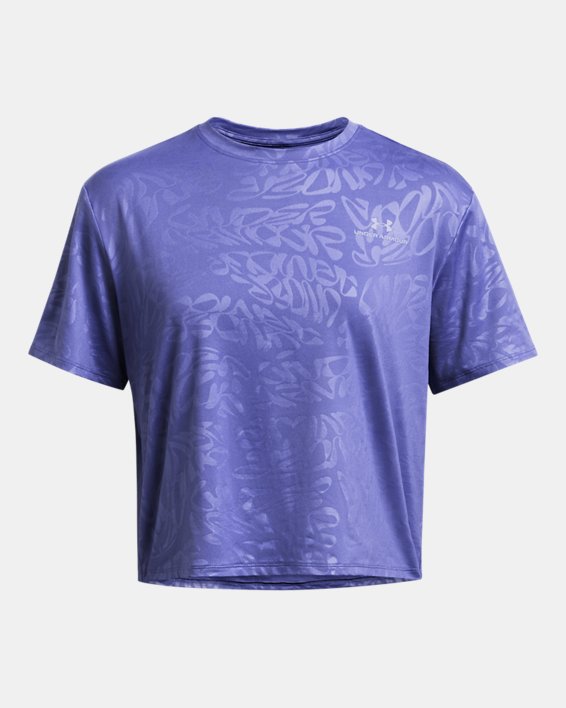 Camiseta de manga corta UA Vanish Energy Emboss Crop para mujer, Purple, pdpMainDesktop image number 4